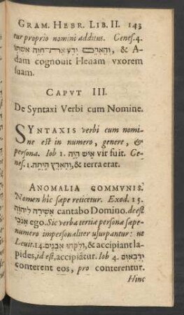 Caput III. De Syntaxi Verbi cum Nomine.