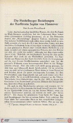 Die Heidelberger Beziehungen der Kurfürstin Sophie von Hannover