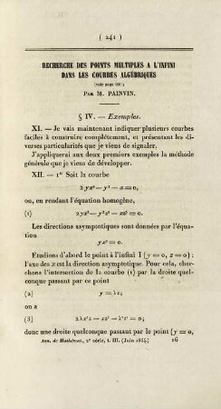 Recherche des points multiples a l'infini dans les courbes algébriques.