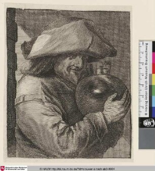 [Ein Bauer mit einem Krug in den Händen; A peasant with a large pot in his hands]