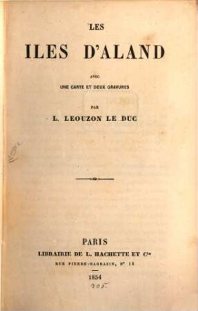 Les Iles d'Aland : Avec une carte et des gravures