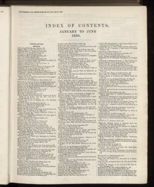 Index of Contents. January to June 1896.