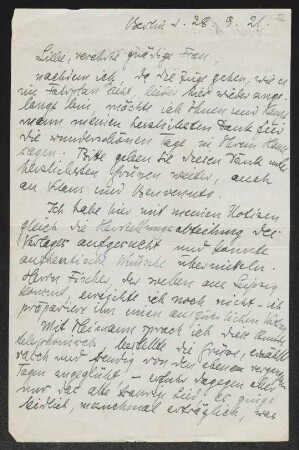 Brief von Oskar Loerke an Margarete Hauptmann