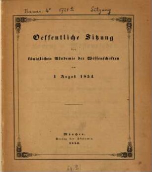 Ueber L. v. Westenwinder als Geschichtschreiber seines Volkes : Öff. Sitzung der K. Akad. d. Wissensch. am 1. Aug. 1854
