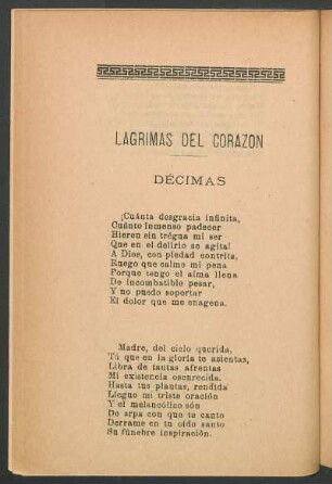 Lágrimas del corazón : Décimas