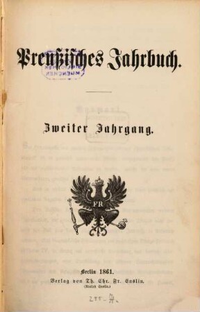 Preußisches Jahrbuch. 2, 2. 1861