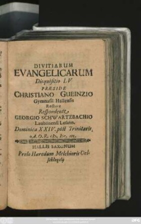 Divitiarum Evangelicarum Disquisitio LV
