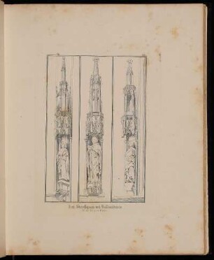 80. Drei Steinfiguren mit Baldachinen. In der Sebald's Kirche. - Sankt Sebald, Nürnberg
