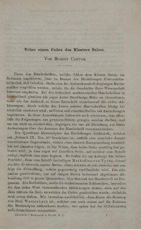 Ueber einen Codex des Klosters Salem.