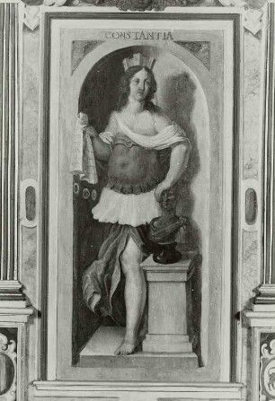 Constantia (Beständigkeit) : Constantia (Beständigkeit). Wohl Öl auf Holz (ab 1634; C. Schiebling). Radebeul, Hoflößnitz, Berg- und Lusthaus, Festsaal, Westseite