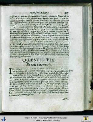 Quaestio VIII. De voto paupertatis.
