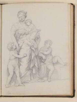 Caritas, Teilkopie nach Pietro da Cortona [aus einem Skizzenbuch von unbekannter Hand, evtl. des Louis Thomassin]