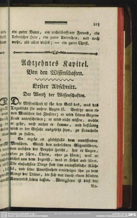 Achtzehntes Kapitel. Von den Wissenschaften