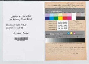 Entnazifizierung Franz Striewe, geb. 07.05.1904 (Kaufm.Angest.)