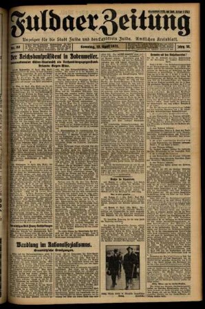 Erste Ausgabe vom Sonntag, den 19. April 1931.