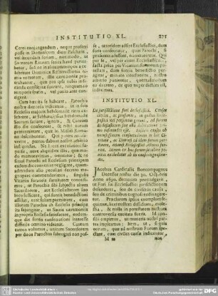 Institutio XL. De iurisdictione fori Ecclesiastici