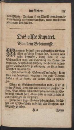 Das eilfte Kapittel. Von dem Geheimnisse