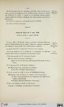 Séance du Comité du 1er mars 1880