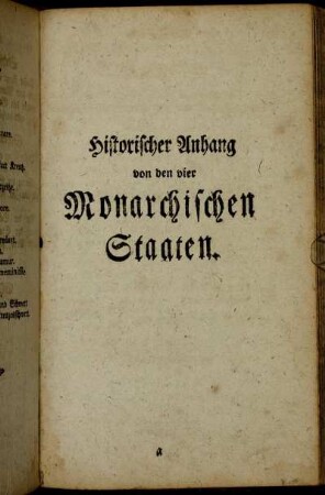 Historischer Anhang von den vier Monarchischen Staaten.