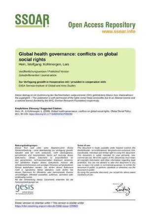 Global health governance: conflicts on global social rights