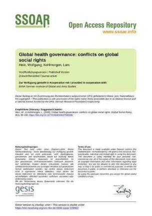Global health governance: conflicts on global social rights