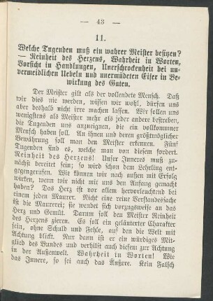 11. Welche Tugenden muß ein wahrer Meister besitzen?