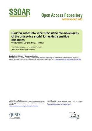 Pouring water into wine: Revisiting the advantages of the crosswise model for asking sensitive questions