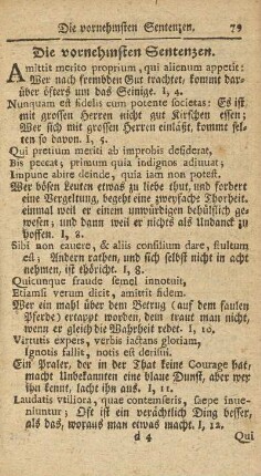 Die vornehmsten Sentenzen