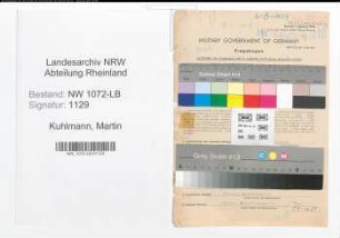Entnazifizierung Martin Kuhlmann , geb. 05.04.1907 (Lehrer)