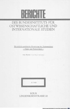 Die militär-politische Erziehung der Komsomolzen : Pläne und Wirklichkeit