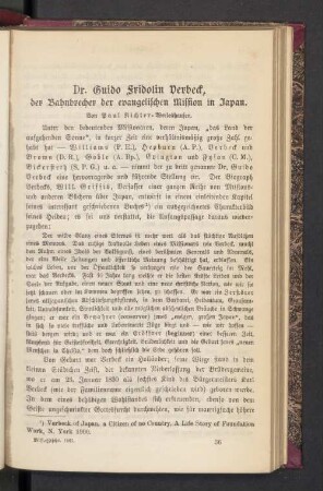 Dr. Guido Fridolin Verbeck, der Bahnbrecher der evangelischen Mission in Japan