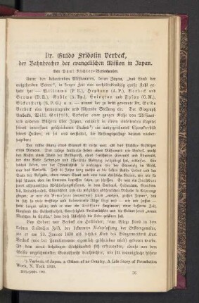 Dr. Guido Fridolin Verbeck, der Bahnbrecher der evangelischen Mission in Japan