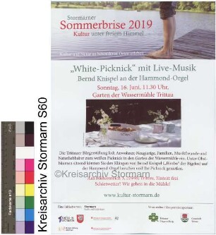 "White-Picknick" mit Live-Musik. Bernd Knispel an der Hammond-Orgel, Garten der Wassermühle Trittau, 16. Juni [2019]