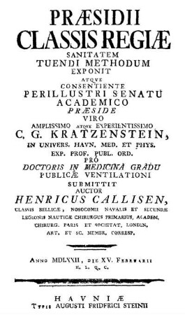 Præsidii Classis Regiæ Sanitatem Tuendi Methodum Exponit