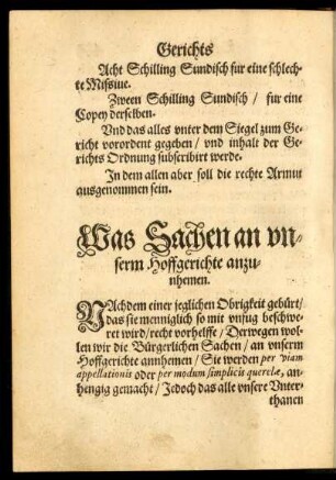 Was Sachen an unserm Hoffgerichte anzunhemen.