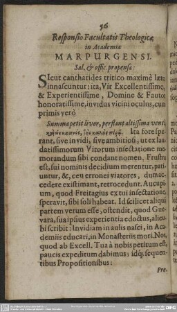 Responsio Facultatis Theologicae in Academia Marpurgensi