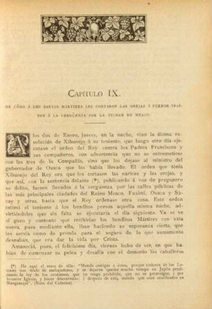 Capítulo IX. De cómo á los Santos Mártires les cortaron las orejas y fueron traídos á la vergüenza por la ciudad de Meaco