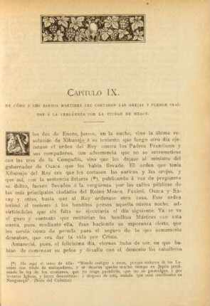Capítulo IX. De cómo á los Santos Mártires les cortaron las orejas y fueron traídos á la vergüenza por la ciudad de Meaco
