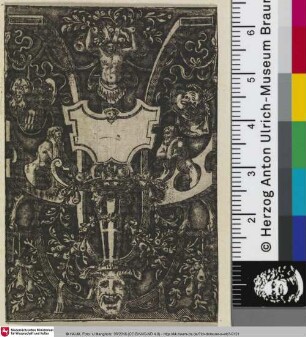 [Titelornament mit Maskaron und Girlanden]