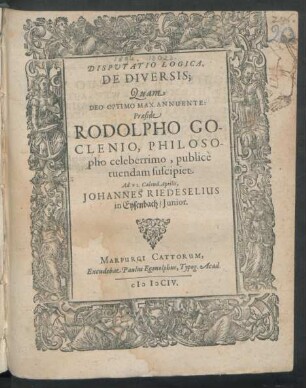 Disputatio Logica, De Diversis