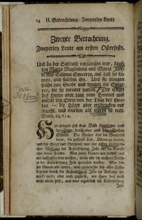 Zweyte Betrachtung. Zweyerley Leute am ersten Osterfeste.