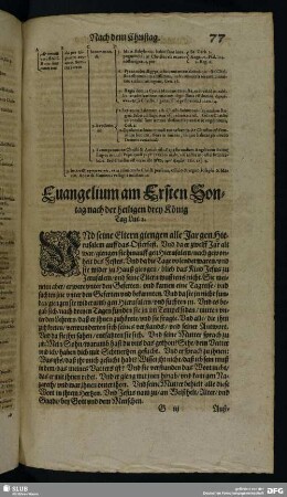 Evangelium am Ersten Sontag nach der heiligen drey König Tag Luc. 2