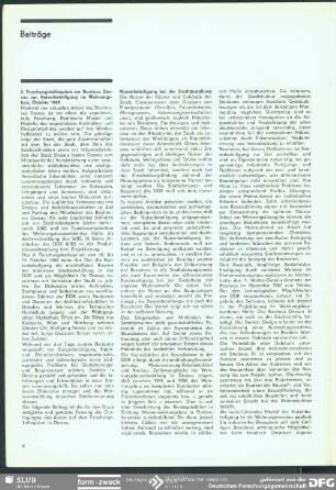 2. Forschungskolloquium am Bauhaus Dessau zur Nutzerbeteiligung im Wohnungsbau, Oktober 1988 : Beiträge