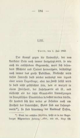 LIII. [Der Kampf zwischen Klerisei und Universität. Michelet und Quinet]