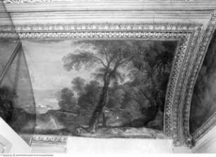 Landschaften mit Szenen aus der antiken Mythologie, Lünette: Salamacis und Hermaphrodit (Ovid, Met.IV, 373)?