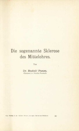 Die sogenannte Sklerose des Mittelohres