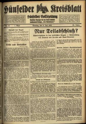 Erste Ausgabe vom Samstag, den 09. Juli 1932.
