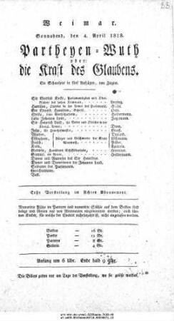 Partheyen=Wuth oder: die Kraft des Glaubens