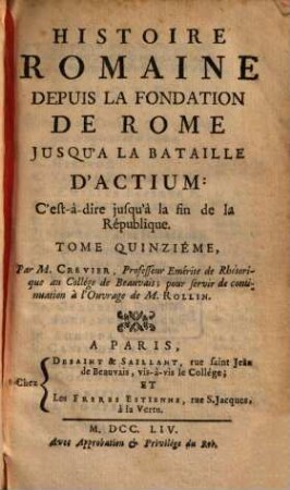 Histoire romaine depuis la fondation de Rome jusqu'a la bataille d'Actium, 15