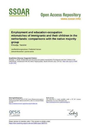 Employment and education-occupation mismatches of immigrants and their children in the netherlands: comparisons with the native majority group